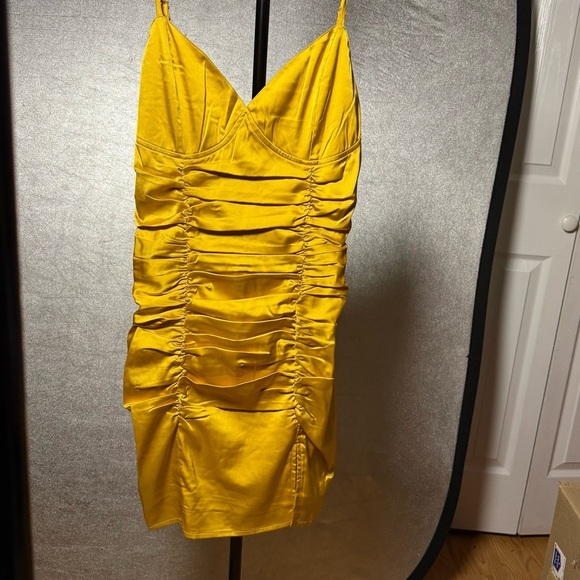 Sky To Moon Dresses & Skirts - Chic Yellow Ruched Dress for Women